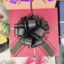 Tunhad Black Bows for Gift Wrapping, 8 PACK Gift Bows 6 inch Big Pull Bows for Gift Baskets and Birthday, Flower Bouquets Gift Wrapping, Black Bows for Gift Wrapping (Pure Black)