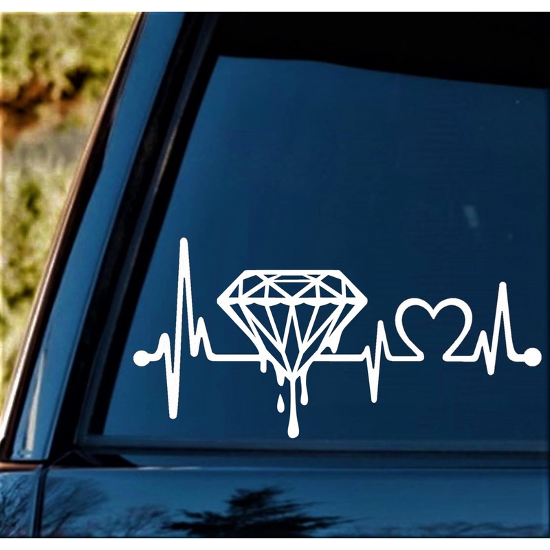 Dripping Diamond Decal Heartbeat Lifeline Sticker 8.0 Inch