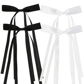 Bow Ribbon Hair Clips for Women Girls French Barrette Hair Clip Bow for Teen Girls White Black Ribbon Bow Hair Clip for Women Thin Thick Hair Accessories Ribbon Bow Metal Hair Clip 4Pcs