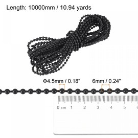 uxcell Blinds Beaded Chain Cord, 11 Yards Roman Vertical Roller Shades for Window Curtain Blind Replacement Parts, Black