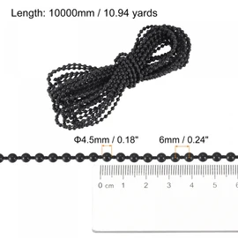 uxcell Blinds Beaded Chain Cord, 11 Yards Roman Vertical Roller Shades for Window Curtain Blind Replacement Parts, Black