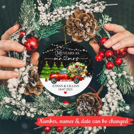 30th Wedding Anniversary Ornament, 30 Years As Mr & Mrs Anniversary Couple Gifts for Her, Couple, Him, Parents, 30 Year as Mr and Mrs Christmas Ornament 2024, Couple Keepsake Gift, Xmas Tree Decor