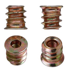 YoiYee 22 x Heavy Duty Wood Furniture M4 x 10mm Threaded Insert Nuts Interface Hex Drive Zinc Yellow Passivated