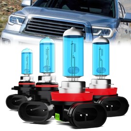LECCIBUB Headlight Bulbs Compatible With Toyota Sequoia 2008-2018, 9005 High Beam + H11 Low Beam Halogen Light Bulb Combo, Super Bright 6000K White, Plug and Play, Pack of 4