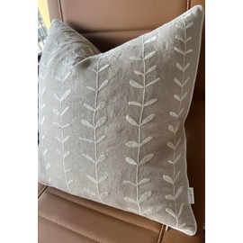 VAGMINE Embroidered Lollipop Pillow Cover - 18x18 Inches Square - 100% Linen Natural Decorative Cushion Cover - Farmhouse Rustic Embroidery - Cozy Accent for Sofa, Bed, Living Room, Neutral Home Decor