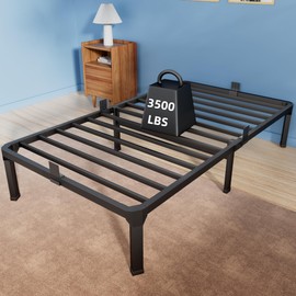 ROIL 14 Inch Twin Size Bed Frame with Mattress Slide Stopper - Single Black Basic Anti Squeak Steel Slats Metal Platform, Heavy Duty Noise Free Easy Assembly Bedframes, No Box Spring Needed