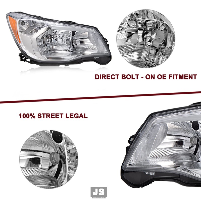 JSBOYAT Halogen Headlight Assembly Replacement for 2014-2016 Subaru Forester Headlamp