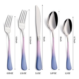 DINYWOW 20-Pieces Color Silverware Sets for 4,Pink and gray Handle Stainless Steel Cutlery Set, Include Forks Spoons and Knives Set, Dishwasher Safe Utensil Sets for Home Restaurant