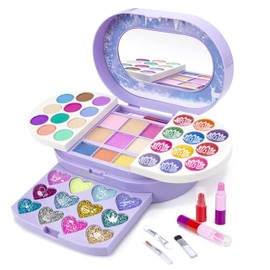Tomons Kit de maquillaje para niños para niña, juego de belleza de juguete cosmético lavable real, juguetes de cumpleaños, regalo para niñas de 3, 4, 5, 6, 7, 8, 9, 10 años