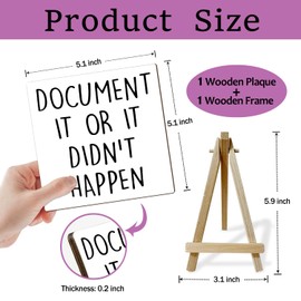 GaNiao Office Desk Accessories, Desk Decorations for Women, Document it or it didn't Happen Decor, Funny Office Gifts for Coworkers (18), Wood