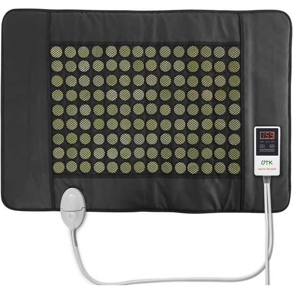 UTK Jade Far Infrared Heating Pad for Back Pain Relief, Infrared Hot Therapy - Medium [21"x31"], 126 Jade Stones, Adjustable Temp, Auto Off and Travel Bag
