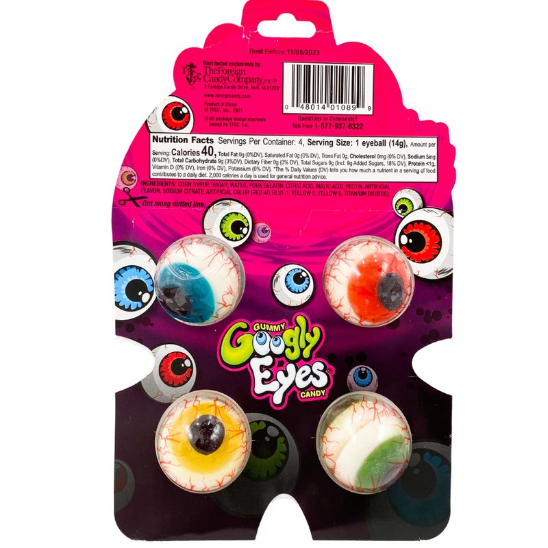 Gummy Googly Eyes Candy, Christmas Bulk Candy Individually Wrapped, 50