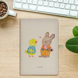 Mr. & Mrs. Panda DIN A5 Baumwoll Notizbuch Ostern Freundschaft - Ostergeschenke, Osterdeko, Geschenk, Kladde, Ostergeschenke Kinder, Hase, Geschenke