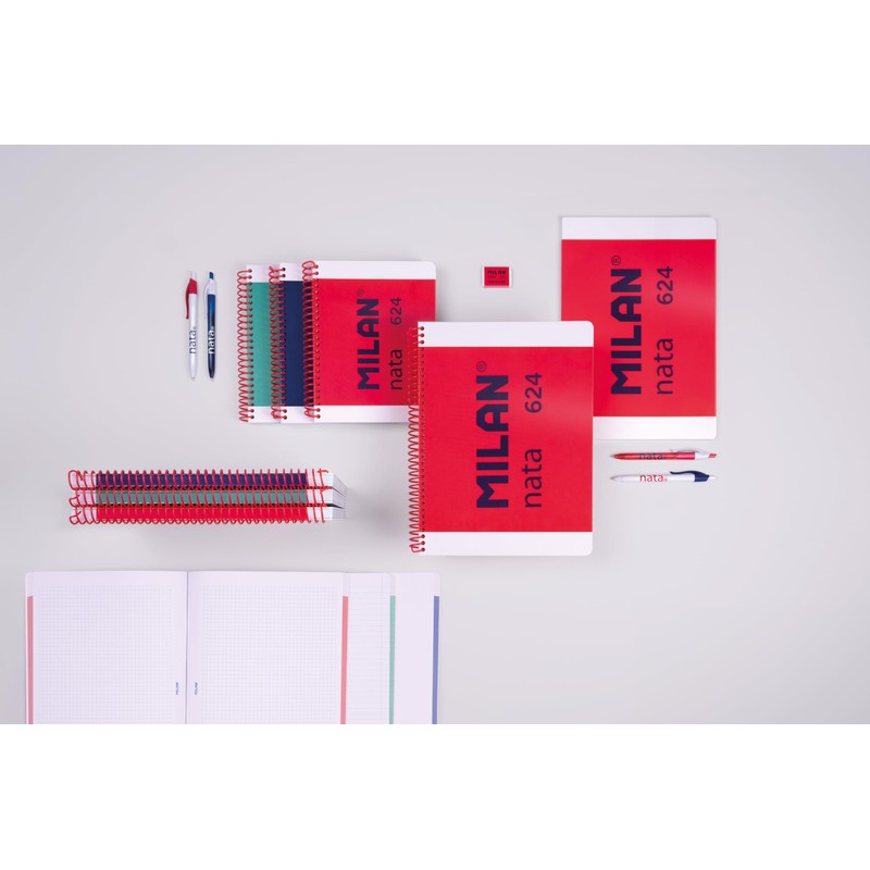 MILAN® Notizbuch A5, Spiralbindung, Hardcover, kariert, 80 Blatt, 95 g/m²,
