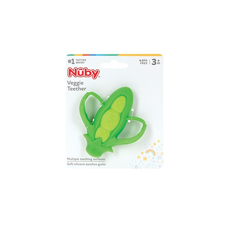 Nuby Mordedor vegetal de silicona, sin BPA, 3M - Guisantes