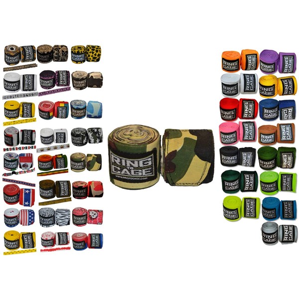 Ring to Cage Mexican Stretch Boxing MMA Handwraps 4 Sizes and 21 Colors (Camo Traditional, 180" Long)