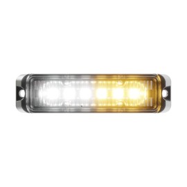 Abrams Flex Series (Amber/White) 18W - 6 LED Snow Plow Truck Vehicle LED Grille Light Head Surface Mount Strobe Warning Light