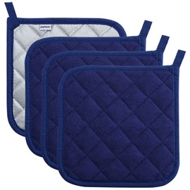 Pot Holders Cotton Made Machine Washable Heat Resistant Potholder, Pot Holder, Hot Pads, Trivet for Cooking and Baking (4, Dark Blue)