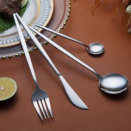 Kyraton Cutlery Set 16 Pieces, Stainless steel flatware set, silverware set strong anti rust, dishwasher safe, tableware set serving 4 people.