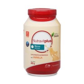 Vitaminas Y Minerales En Polvo NutravitPlus By Gaero Shop-NutraCeltics-Alto En Proteínas-Sabor Vainilla-Con Fibra-Con Menos Azúcar-Endulzado Naturalmente Con Stevia-425grs- Suplemento Alimenticio