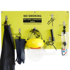 Complete Forklift Battery PPE Kit for A Variety of Forklift Battery Maintenance, Wall-Mount PPE Equipment Station with Hydrometer, Gloves, Goggles, Face Shield, Apron & Flashlight