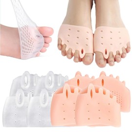 BAIHILIU Hyggear Silicone Toe Separator, 4 Pairs Toe Separators, Hyggear Toe Spacers for Men Women, Ball of Foot Cushions, Breathable & Soft (Transparent&Skin Color)
