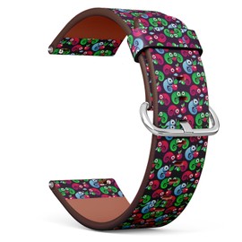 Compatible with Garmin Venu/Venu 2 Plus/Sq/Sq Music/Sq 2 / Sq 2 Music, 20 mm Replacement Leather Watch Band (Colorful Chameleon Children) Smartwatch Leather Strap Bracelet