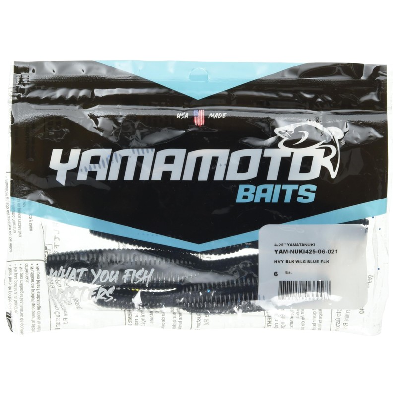 YAMAMOTO BAITS 4.25" YAMATANUKI/Heavy Soft Plastic / 6 Pack/Black W/Large