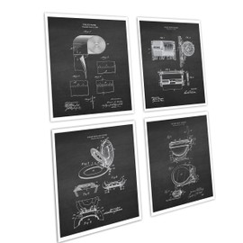 Bathroom Decor Set of 4 Art Prints Unframed Toilet Paper Roll Toilet Seat Patent Diagrams