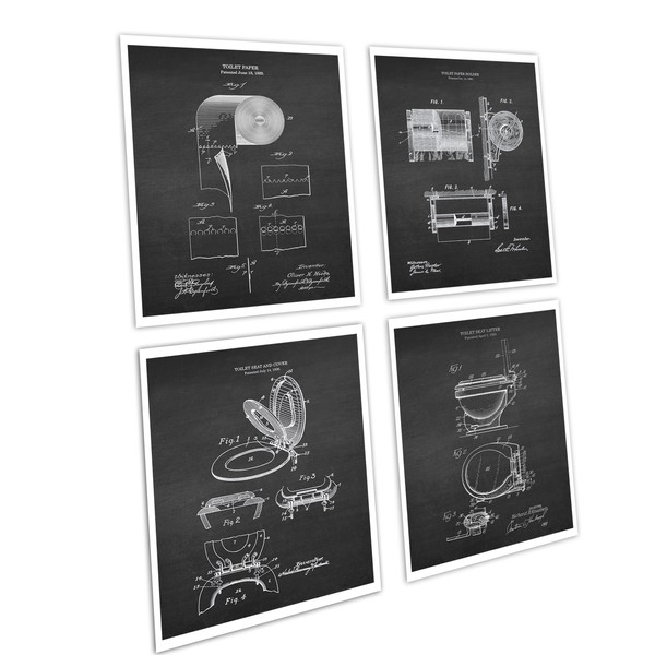 Bathroom Decor Set of 4 Art Prints Unframed Toilet Paper