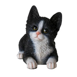 SUMMIT COLLECTION Gifts Decorative Black and White Tuxedo Kitten Cat Figurine Realistic Polyresin Statue Indoor Outdoor Home Decor Cat Lovers Gift 5.5" H