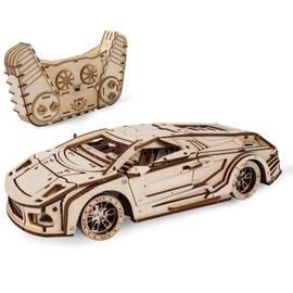 Gueiddi 3D Wooden Puzzles for Adults, 1/18 Scale Retro Sports Car Model Kit, Mechanical Supercar Building Project, DIY Vintage Vehicle Hobby Kit, Creative Gifts for Men, Teens & Car Enthusiasts