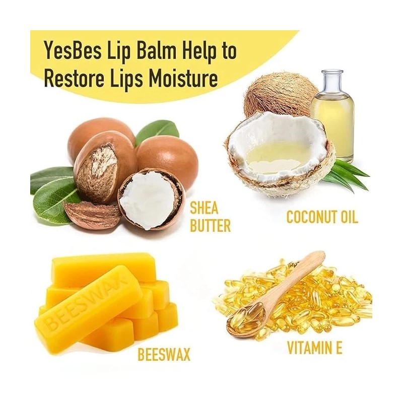 8 Pack Natural Lip Balm with Vitamin E and Coconut