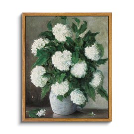 InSimSea Framed Canvas Prints Art Vintage Decor, Flower Wall Art Home Decor, White Hydrangea Vintage Wall Art Painting, Botanical Wall Art, FloralWall Decor for Bathroom Living Room Office, 9"x11"