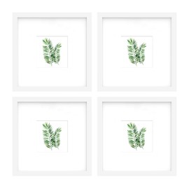 An&He 8x8 Picture Frames Set of 4, Displays 4x4 with Mat or 8x8 Without Mat Photos, Square Collage Wall Decor for Gallery, Tabletop & Wall Decor, White