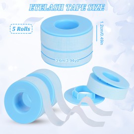 5rolls Eyelash Tape, 0.49in X 3.94yd Eye Lash Tape for Eyelash Extensions Supplies, Waterprrof Makeup Tapes Lash Tech Supplies Eyeshadow Tapes Breathable Pain Free for Sensitive Skin(Blue)