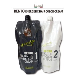 Bento 바이오메드 플래티넘 벤토 에너제틱 헤어칼라 1제,2제 각500g/7분 스피드 칼라크림 [1.0 블랙] Biomed Platinum Vento Energetic Hair Color 1st and 2nd Bottles, 500g Each / 7-Minute Speed Color Cream [1.0 Black]