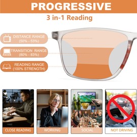 ZXYOO Near-range Workspace Progressive Reading Glasses for Men Women - TR90 Lightweight Sports Frames with Anti-Blue Light Technology, Computer Readers for Office/Reading Brown+1.75