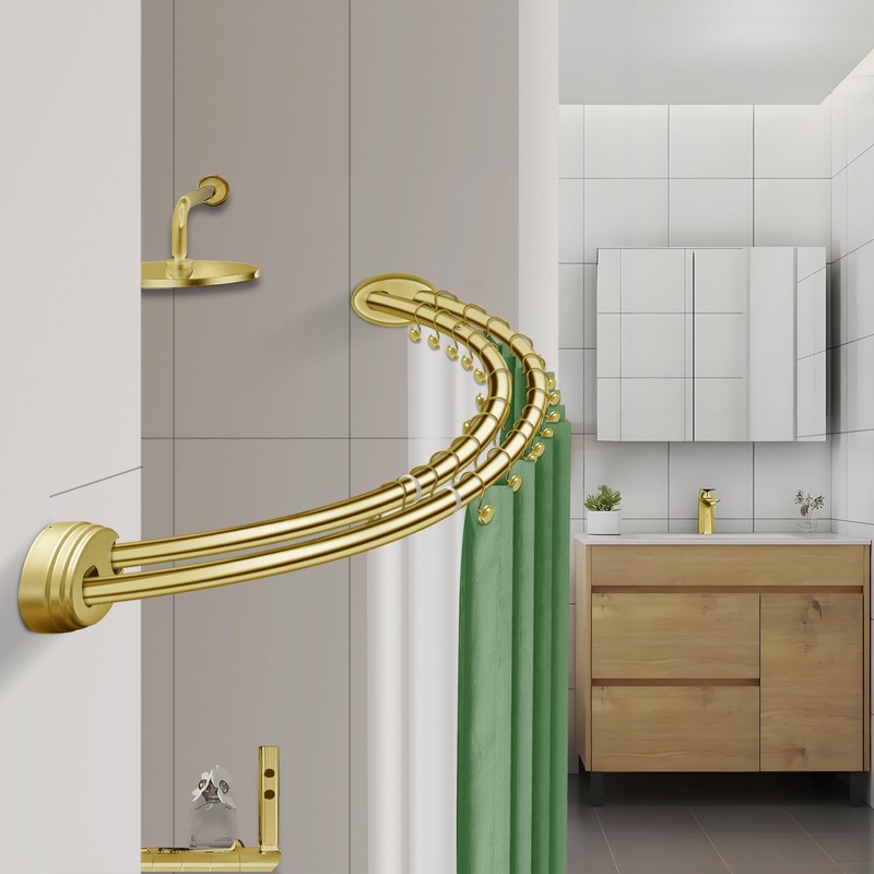 Utopia Alley Rustproof Wall Mounted Aluminum Double Curved Shower Curtain