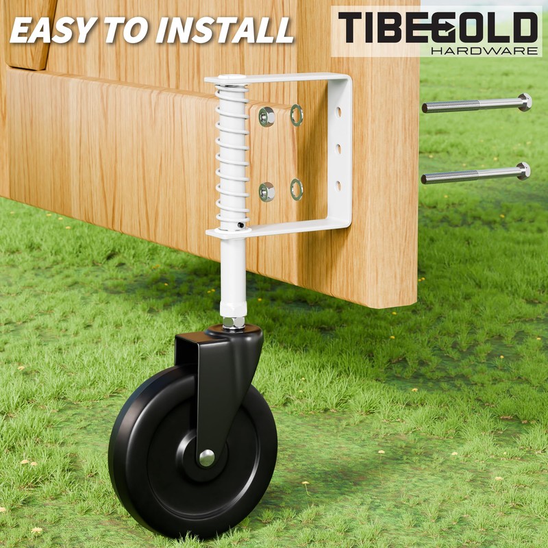 TIBEGOLD 5" Spring Loaded Gate Caster, Heavy Duty Gate Wheel