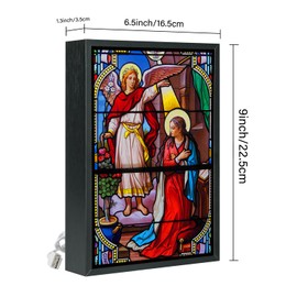 XIAOAIKA Annunciation Decorative Light Inspired by Church Stained Glass Style - Archangel Gabriel Visiting The Virgin Mary Suitable for Festive Decoration, with 3-Color Adjustable LED, Ideal Gift