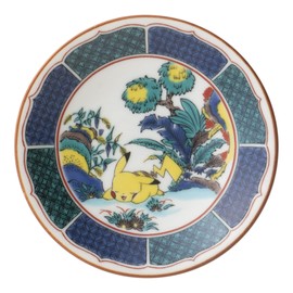 Kaneshotouki 139190 Pokémon Dish, Small Plate, Plate, Approx. 4.7 inches (12 cm), Kutani Ware Small Crest Flower Diagram, Made in Japan