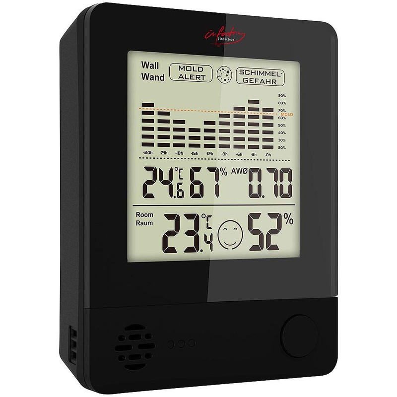 infactory Mould Alarm: 2-in-1 Thermometer & Hygrometer, Room & Wall