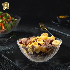 R-kay 6 Pack Plastic Serving Bowls - 48 Oz Clear Plastic bowls - Salad Bowls Large Serving - Premium Clear Disposable bowls Heavy Duty For Weddings Catering And Birthday parties
