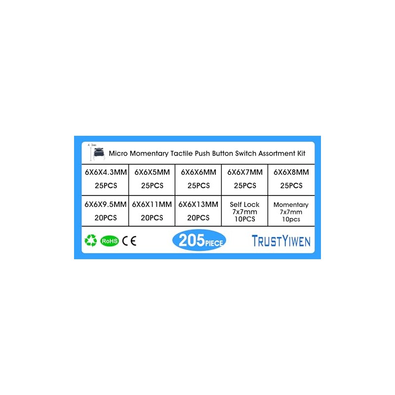 Micro Momentary Tactile Push Button Switch Assortment Kit 10 Values
