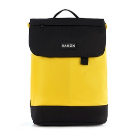 RANZN® Madrid Premium Women's Backpack with Laptop Bag, Daypack for Work and School, Robust with Strong Zippers, Black-yellow-black