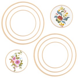Vesaneae 6 PCS Wooden Bamboo Floral Hoop, Floral Bamboo Wreath Decorations for Crown Rings Dream Catchers Round DIY Handcraft Wedding Party Decor, 3 Sizes