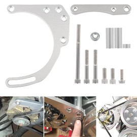 LWP Low Mount Alternator Bracket Double Hump Heads Adjustable Billet Kit for Small Block Chevy SBC 305 327 350 5.0L 5.7L V8 Eight Cylinder Long Water Pump Carburetor V Belt