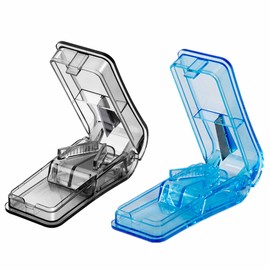 2Pcs Pill Cutter Pill Tablets Cutters Pill Splitter 2-in-1Pill Splitter Portable Large Pills Tablets with Blade and Pill Storage Compartment for Small or Large Pills Cut in Half Quarter