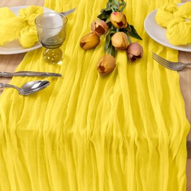 MLMC Cheesecloth Table Runner 10ft Yellow Gauze Sheer Cheese Cloth Table Runner Easter Table Runner 35x120 Inches for Wedding Baby Shower Spring Decor